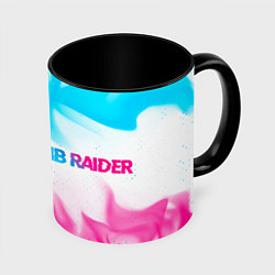 Кружка 3D Tomb Raider neon gradient style по-горизонтали, цвет: 3D-белый + черный