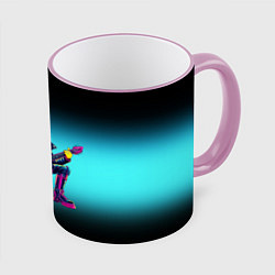 Кружка 3D Sponge Bob - rock guitarist - ai art, цвет: 3D-розовый кант