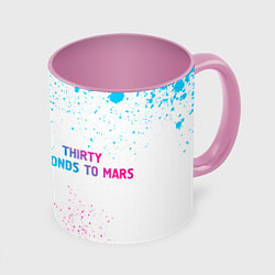 Кружка 3D Thirty Seconds to Mars neon gradient style по-гори, цвет: 3D-белый + розовый