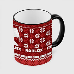 Кружка 3D Roblox christmas sweater, цвет: 3D-черный кант