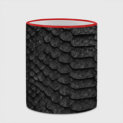 Кружка 3D Черная кожа рептилии, цвет: 3D-красный кант — фото 2