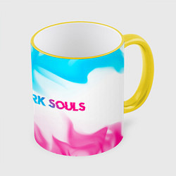 Кружка 3D Dark Souls neon gradient style по-горизонтали, цвет: 3D-желтый кант