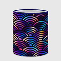 Кружка 3D Разноцветные волны-чешуйки, цвет: 3D-синий кант — фото 2