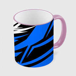 Кружка 3D Volvo - white and blue, цвет: 3D-розовый кант