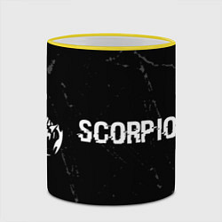 Кружка 3D Scorpions glitch на темном фоне по-горизонтали, цвет: 3D-желтый кант — фото 2