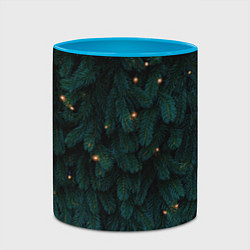 Кружка 3D Ёлка и гирлянды, цвет: 3D-белый + небесно-голубой — фото 2