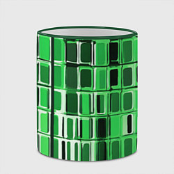 Кружка 3D Зелёные прямоугольники, цвет: 3D-зеленый кант — фото 2