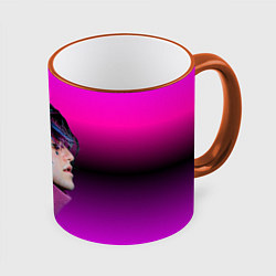 Кружка 3D Lil Peep фиолетовый лук, цвет: 3D-оранжевый кант