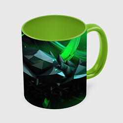 Кружка 3D Гармония зеленого хаоса, цвет: 3D-белый + светло-зеленый