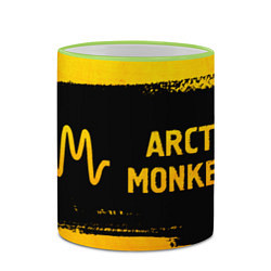 Кружка 3D Arctic Monkeys - gold gradient по-горизонтали, цвет: 3D-светло-зеленый кант — фото 2