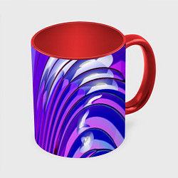 Кружка 3D Фиолетовые линии и полосы, цвет: 3D-белый + красный