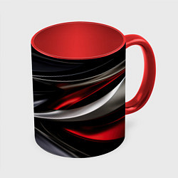 Кружка 3D Black red abstract, цвет: 3D-белый + красный