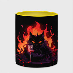 Кружка 3D Кот Бегемот с вином, цвет: 3D-белый + желтый — фото 2