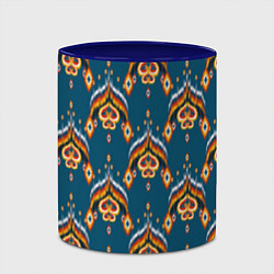 Кружка 3D Узбекская имитация ткани икат - синий орнамент, цвет: 3D-белый + синий — фото 2