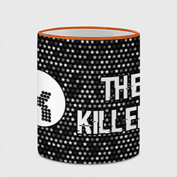 Кружка 3D The Killers glitch на темном фоне по-горизонтали, цвет: 3D-оранжевый кант — фото 2