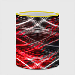 Кружка 3D Красный лазер линии, цвет: 3D-желтый кант — фото 2