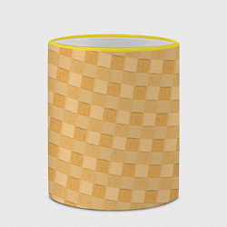 Кружка 3D Плетение из берёсты текстура, цвет: 3D-желтый кант — фото 2