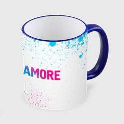 Кружка 3D Paramore neon gradient style по-горизонтали, цвет: 3D-синий кант