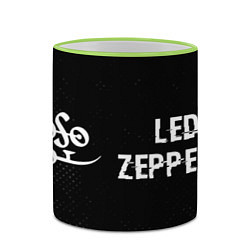 Кружка 3D Led Zeppelin glitch на темном фоне по-горизонтали, цвет: 3D-светло-зеленый кант — фото 2