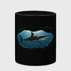 Кружка 3D Акула в овале, цвет: 3D-белый + черный — фото 2