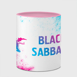 Кружка 3D Black Sabbath neon gradient style по-горизонтали, цвет: 3D-белый + розовый — фото 2