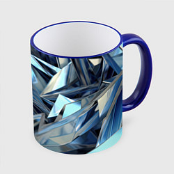 Кружка 3D Абстрактные осколки голубого цвета, цвет: 3D-синий кант