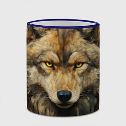Кружка 3D Волк в стиле диаграмм Давинчи, цвет: 3D-синий кант — фото 2