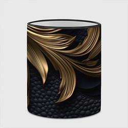 Кружка 3D Золотые узоры в виде листьев, цвет: 3D-черный кант — фото 2