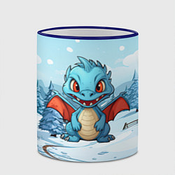 Кружка 3D Дракон на зимнем заснеженном фоне, цвет: 3D-синий кант — фото 2