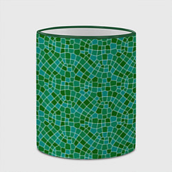 Кружка 3D Зелёный мозаичный паттерн, цвет: 3D-зеленый кант — фото 2