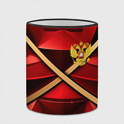 Кружка 3D Герб России на красном абстрактном фоне, цвет: 3D-черный кант — фото 2