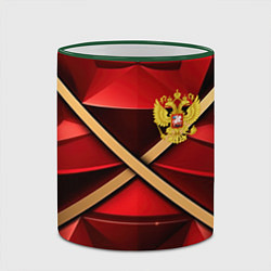 Кружка 3D Герб России на красном абстрактном фоне, цвет: 3D-зеленый кант — фото 2