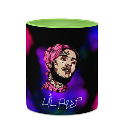 Кружка 3D Lil peep рэп неоновый градиент, цвет: 3D-белый + светло-зеленый — фото 2