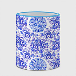 Кружка 3D Новогодняя гжель роспись, цвет: 3D-небесно-голубой кант — фото 2