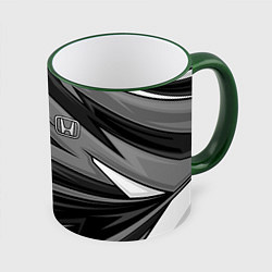 Кружка 3D Honda - монохромный спортивный, цвет: 3D-зеленый кант