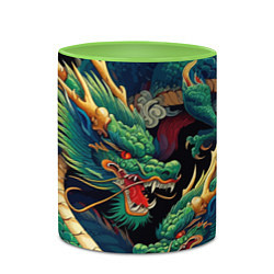 Кружка 3D Два Японских дракона - ирезуми, цвет: 3D-белый + светло-зеленый — фото 2