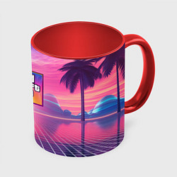 Кружка 3D GTA 6 Vaporwave, цвет: 3D-белый + красный