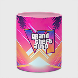 Кружка 3D GTA6 hot summer Vaporwave, цвет: 3D-белый + розовый — фото 2