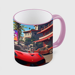 Кружка 3D GTA 6 red auto, цвет: 3D-розовый кант