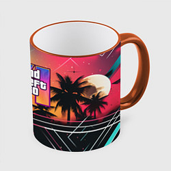 Кружка 3D GTA 6 night logo, цвет: 3D-оранжевый кант