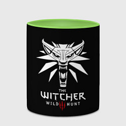 Кружка 3D The Witcher белое лого гейм, цвет: 3D-белый + светло-зеленый — фото 2