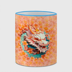 Кружка 3D Китайский дракон в розовых цветах, цвет: 3D-небесно-голубой кант — фото 2