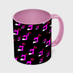 Кружка 3D JoJos Bizarre neon pattern logo, цвет: 3D-белый + розовый
