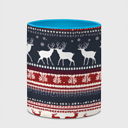 Кружка 3D Олени белые и красные свитер новогодний, цвет: 3D-белый + небесно-голубой — фото 2