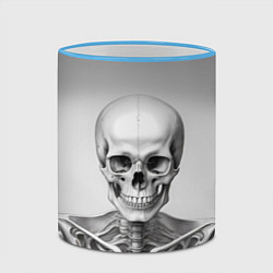 Кружка 3D Скелет черно белый, цвет: 3D-небесно-голубой кант — фото 2