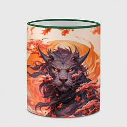 Кружка 3D Тигровый дракон сакура, цвет: 3D-зеленый кант — фото 2