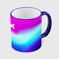 Кружка 3D Love death robots neon gradient serial, цвет: 3D-синий кант