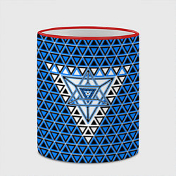 Кружка 3D Синие и чёрные треугольники, цвет: 3D-красный кант — фото 2