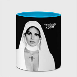 Кружка 3D Techno храм монашка с откровенным декольте, цвет: 3D-белый + небесно-голубой — фото 2