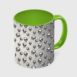 Кружка 3D Мультяшные черепки абстрактный паттерн, цвет: 3D-белый + светло-зеленый